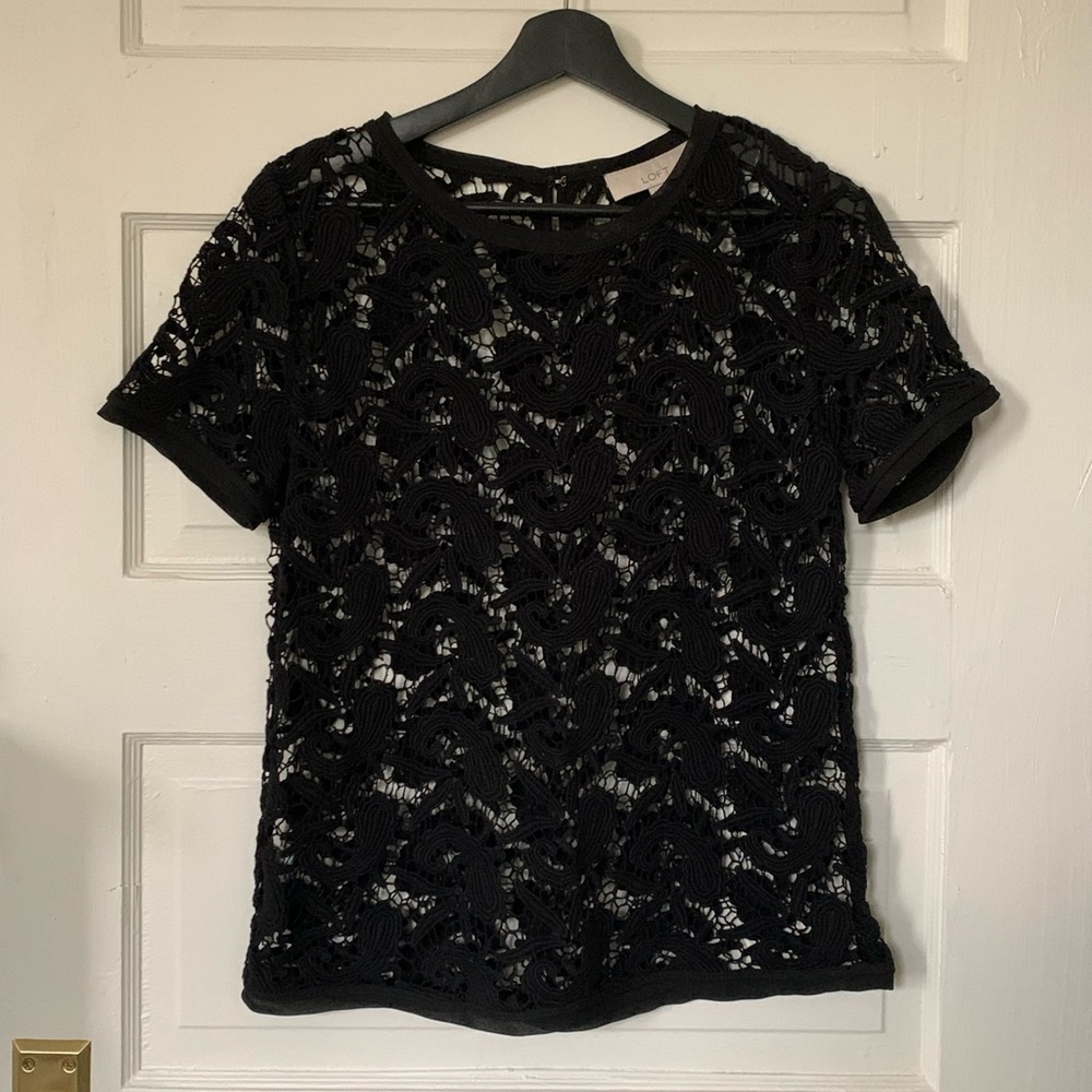 Ann Taylor Loft Black Lace Top